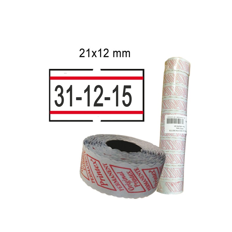 1000 Etichette 21x12 mm rimovibili - banda rossa printex