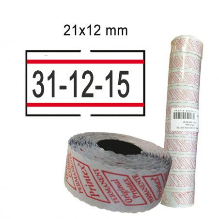 1000 Etichette 21x12 mm permanente - banda rossa printex