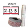 1000 Etichette 21x12 mm permanente - banda rossa printex