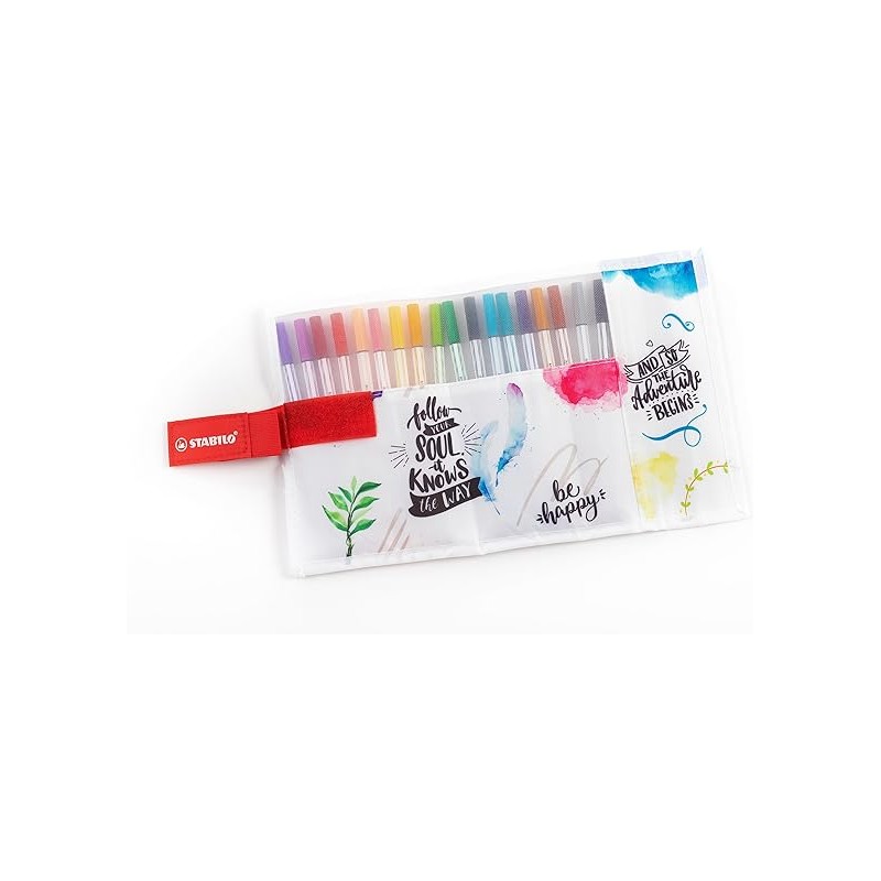 Pennarelli Pen 68 Brush - colori assortiti - Stabilo - rotolo 18 pezzi -  IT568/18-41