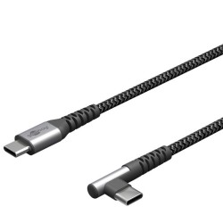 USB Tipo C / Tipo C ANGOLATO - 2 mt - connettori in metallo e rivestimento tessuto