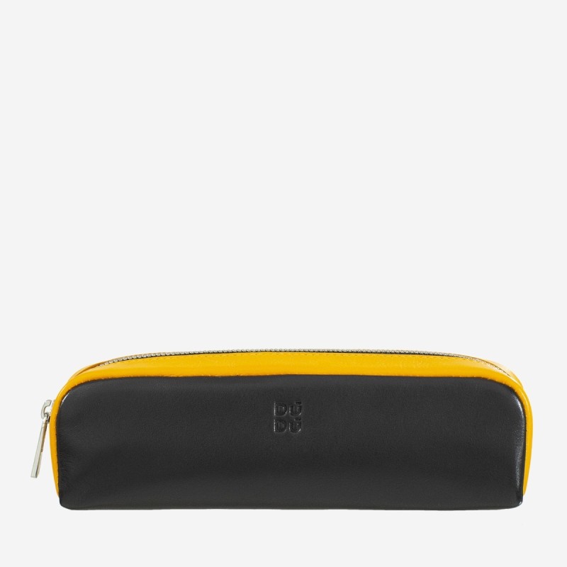 Portapenne Thani DuDu® in pelle – Astuccio compatto unisex - Nero/giallo - 534-1516-01