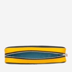Portapenne Thani DuDu® in pelle – Astuccio compatto unisex - Nero/giallo - 534-1516-01