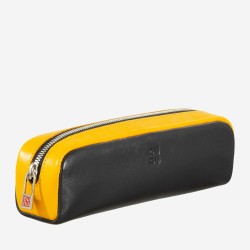 Portapenne Thani DuDu® in pelle – Astuccio compatto unisex - Nero/giallo - 534-1516-01