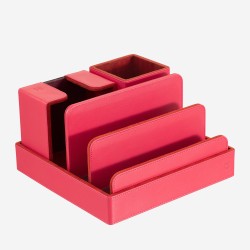 Set da scrivania in pelle Colorful DUDU - Desk set - Rosso Lampone - 534-1550-25