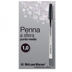 STL1108 - Scatola da 50 penne a sfera Nere punta 1mm - starline